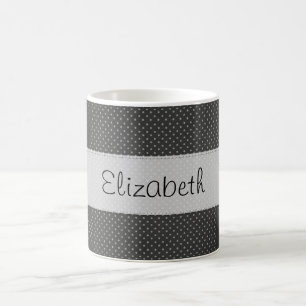Black White Polka Dots Stitched Vellum Coffee Mug