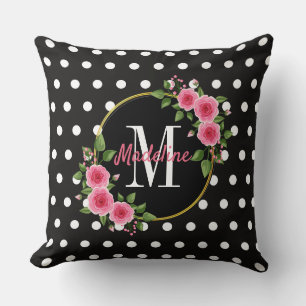 Black & White Polka Dots Throw Pillow