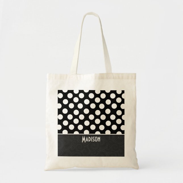 Black & White Polka Dots Tote Bag (Front)