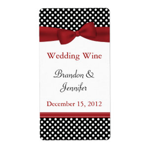 Black & White Polka Dots Wedding Mini Wine Labels