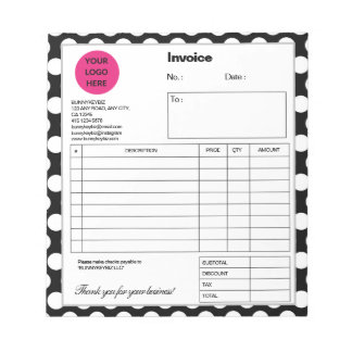Black White Polkadot Company Business Shop Invoice Notepad