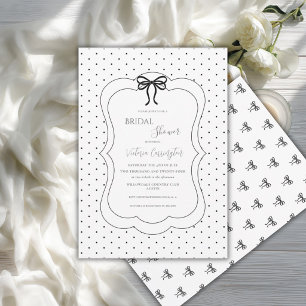 Black White Polkadots & Bows Bridal Shower Invitation