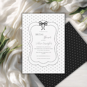 Black White Polkadots Elegant Bridal Shower Invitation