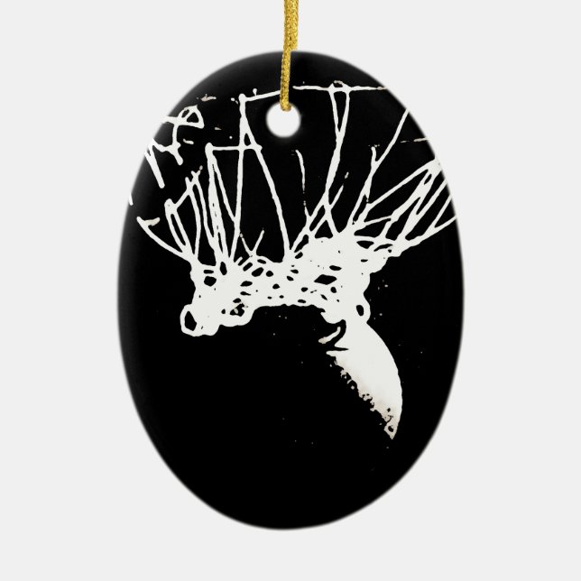 Black White Pop Art Basketball Ceramic Tree Decoration (Front)