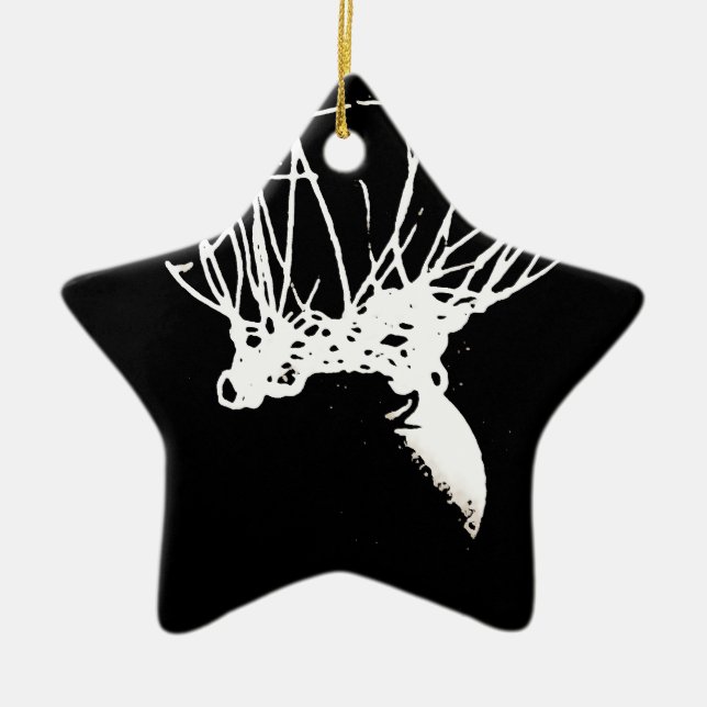 Black White Pop Art Basketball Ceramic Tree Decoration (Front)