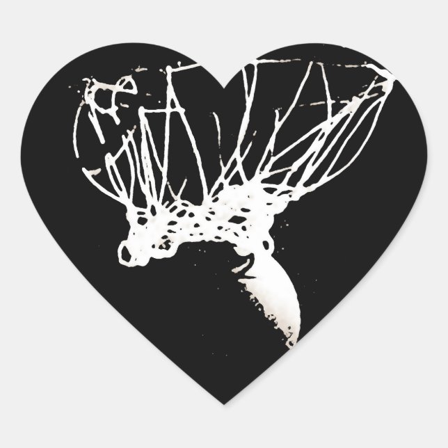 Black White Pop Art Basketball Heart Sticker (Front)