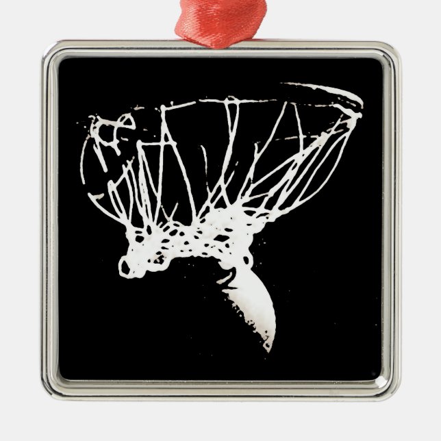 Black White Pop Art Basketball Metal Tree Decoration (Front)