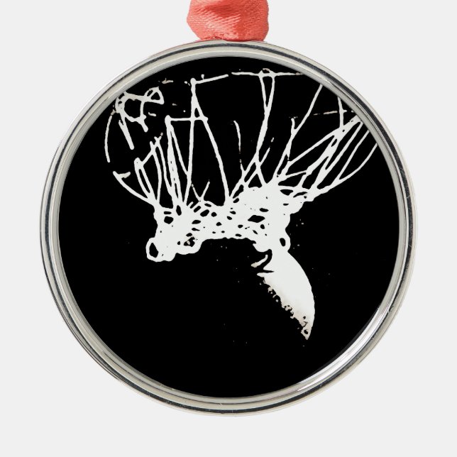 Black White Pop Art Basketball Metal Tree Decoration (Front)
