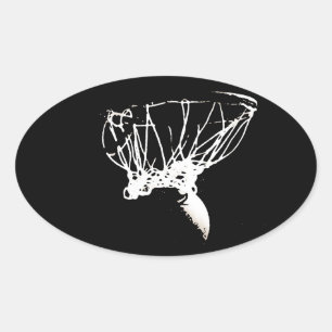 Black White Pop Art Basketball Oval Sticker
