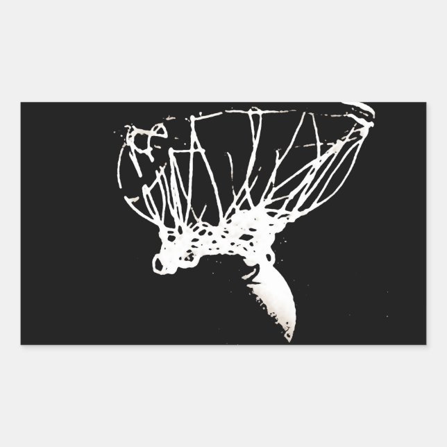Black White Pop Art Basketball Rectangular Sticker (Front)