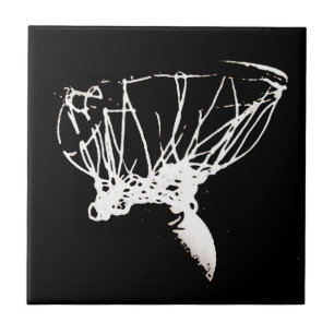 Black White Pop Art Basketball Tile