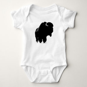 Black & White Pop Art Bison Buffalo Baby Bodysuit