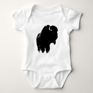 Black & White Pop Art Bison Buffalo Baby Bodysuit