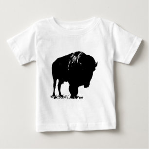Black & White Pop Art Bison Buffalo Baby T-Shirt