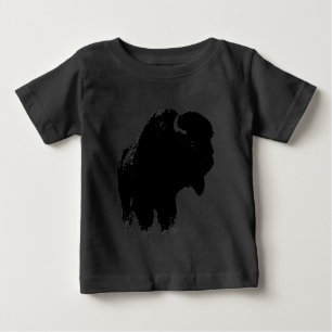 Black & White Pop Art Bison Buffalo Baby T-Shirt