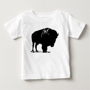 Black & White Pop Art Bison Buffalo Baby T-Shirt