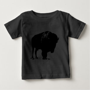Black & White Pop Art Bison Buffalo Baby T-Shirt