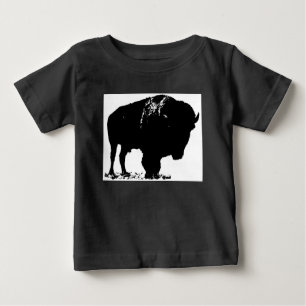 Black & White Pop Art Bison Buffalo Baby T-Shirt