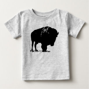 Black & White Pop Art Bison Buffalo Baby T-Shirt