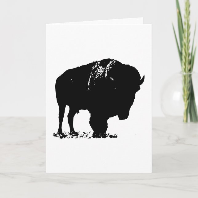 Black & White Pop Art Bison Buffalo Card (Front)
