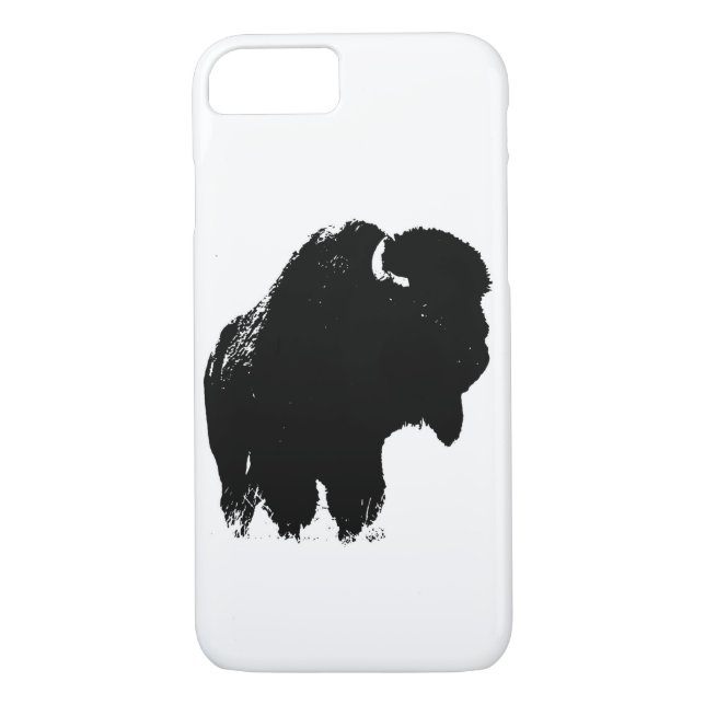 Black & White Pop Art Bison Buffalo Case-Mate iPhone Case (Back)