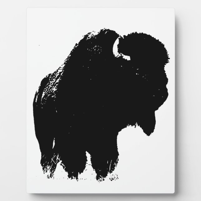 Black & White Pop Art Bison Buffalo Plaque (Front)