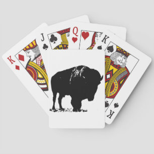 Black & White Pop Art Bison Buffalo Playing Cards