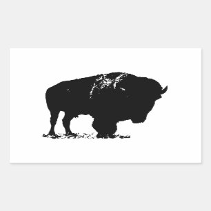 Black & White Pop Art Bison Buffalo Rectangular Sticker