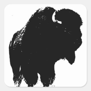 Black & White Pop Art Bison Buffalo Square Sticker