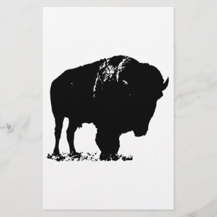 Black & White Pop Art Bison Buffalo Stationery
