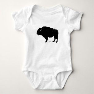 Black & White Pop Art Buffalo Bison Baby Bodysuit
