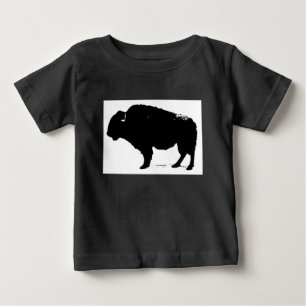 Black & White Pop Art Buffalo Bison Baby T-Shirt