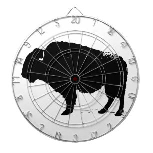 Black & White Pop Art Buffalo Bison Dartboard