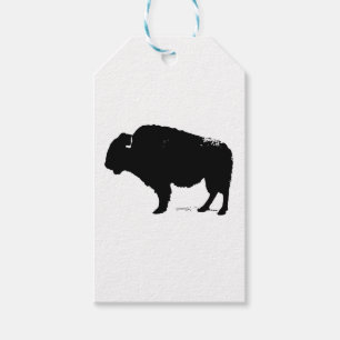 Black & White Pop Art Buffalo Bison Gift Tags