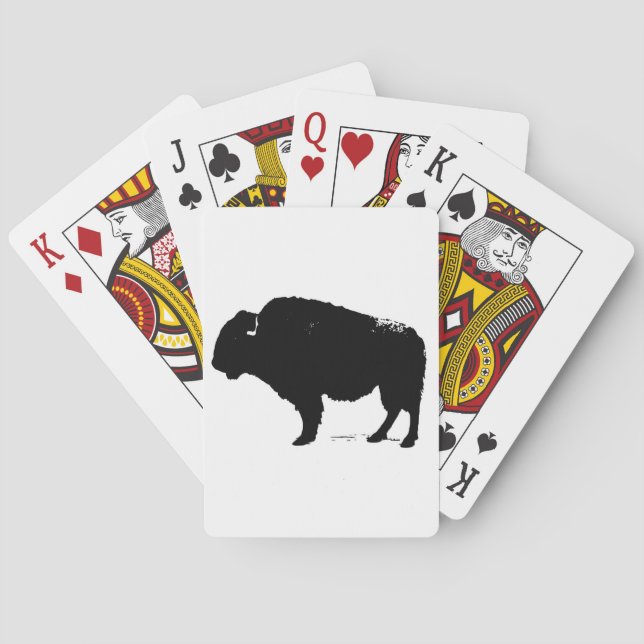 Black & White Pop Art Buffalo Bison Playing Cards (Back)