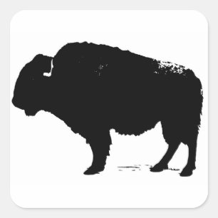 Black & White Pop Art Buffalo Bison Square Sticker