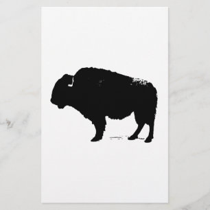 Black & White Pop Art Buffalo Bison Stationery