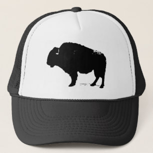 Black & White Pop Art Buffalo Bison Trucker Hat