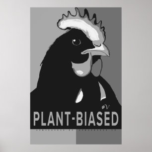 Black & White Pop Art Chicken Poster Plant-biased