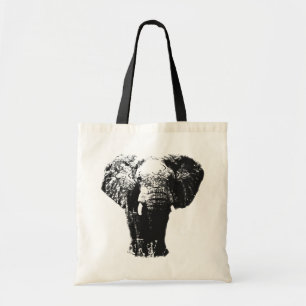 Black & White Pop Art Elephant Tote Bag