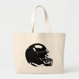 Black White Pop Art Football Helmet Large Tote Bag
