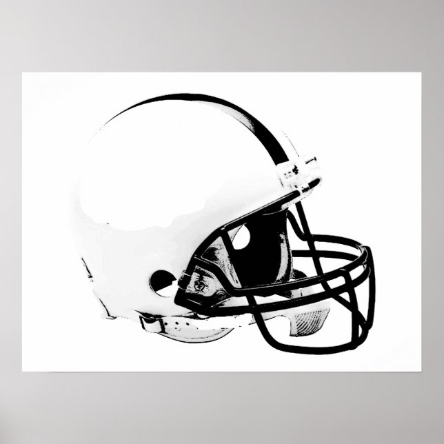 Black White Pop Art Football Helmet Poster (Front)
