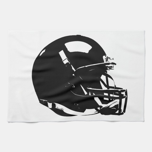 Black White Pop Art Football Helmet Tea Towel (Horizontal)