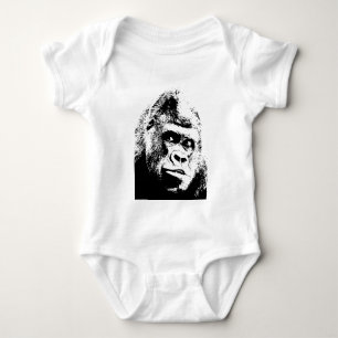 Black White Pop Art Gorilla Baby Bodysuit