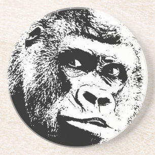 Black White Pop Art Gorilla Coaster