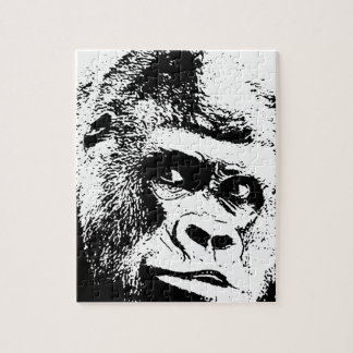 Black White Pop Art Gorilla Jigsaw Puzzle