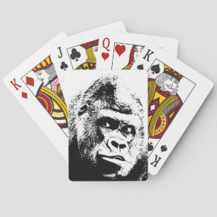 Black White Pop Art Gorilla Playing Cards