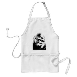 Black White Pop Art Gorilla Standard Apron