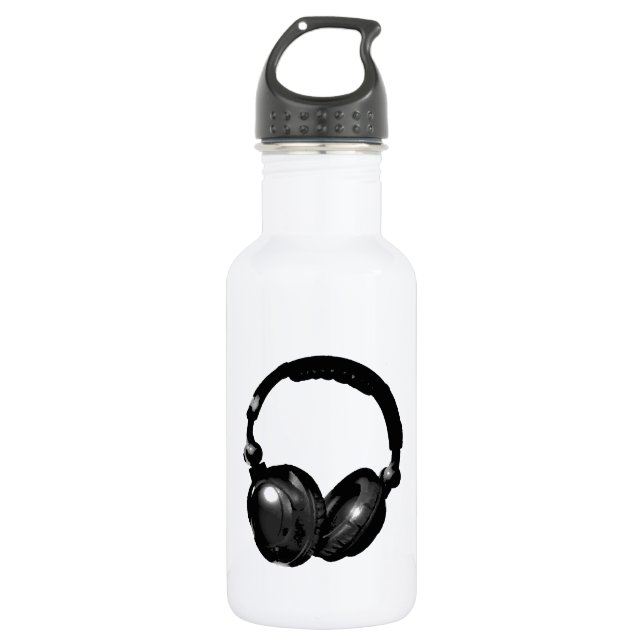 Black & White Pop Art Headphone 532 Ml Water Bottle (Front)