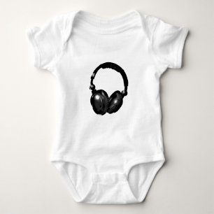 Black & White Pop Art Headphone Baby Bodysuit